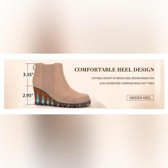 Tinstree Non-Slip Hidden Wedge Chelsea Boots Pull on Ankle Booties Size 10 - Picture 10 of 11